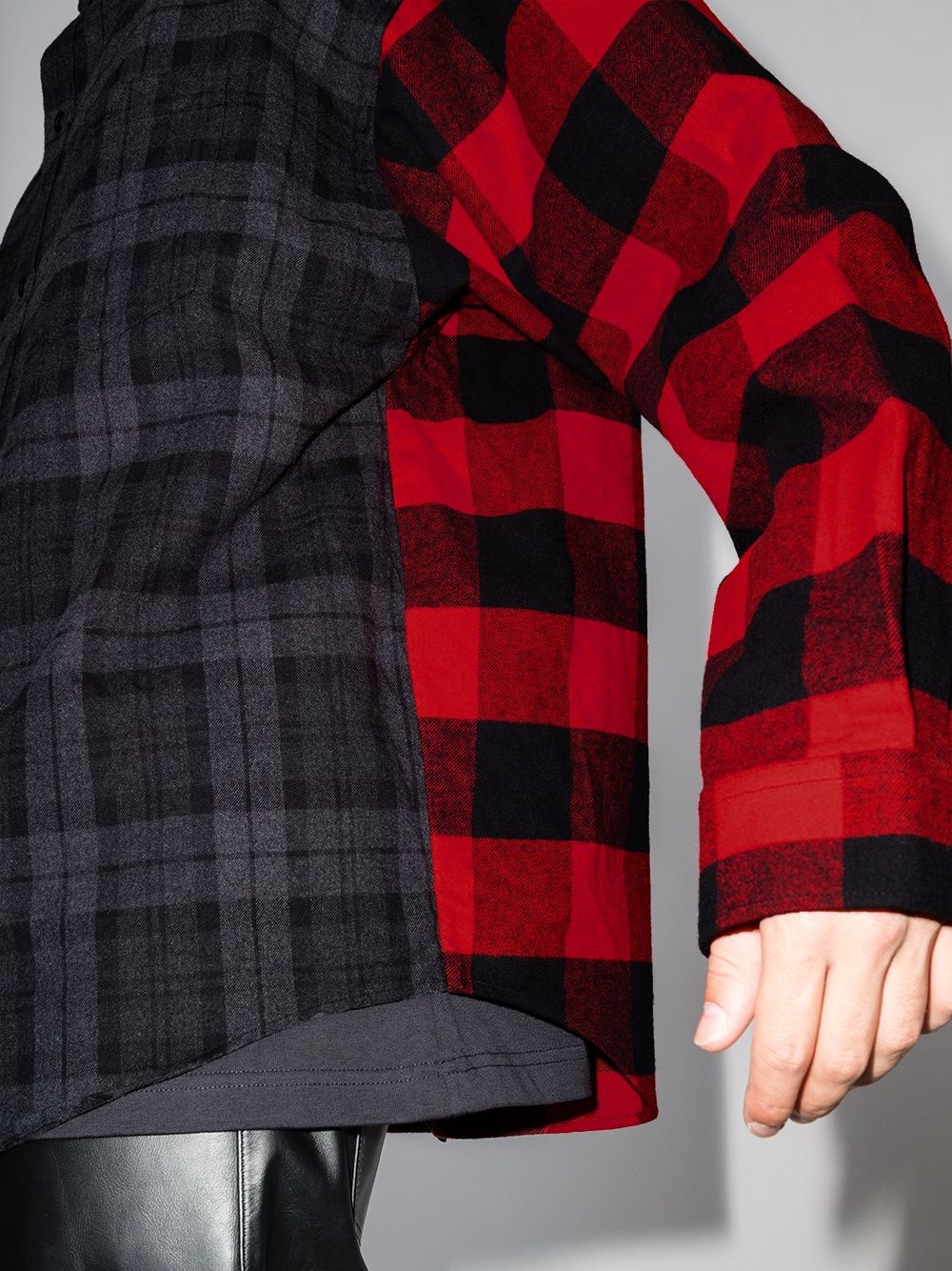 checked patchwork flannel shirt - 4