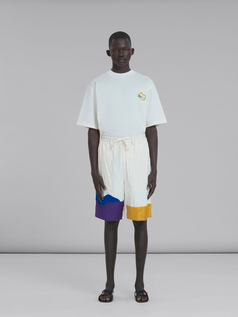 Marni MARNI X NO VACANCY INN - WHITE GABARDINE SHORTS WITH EMBROIDERY outlook
