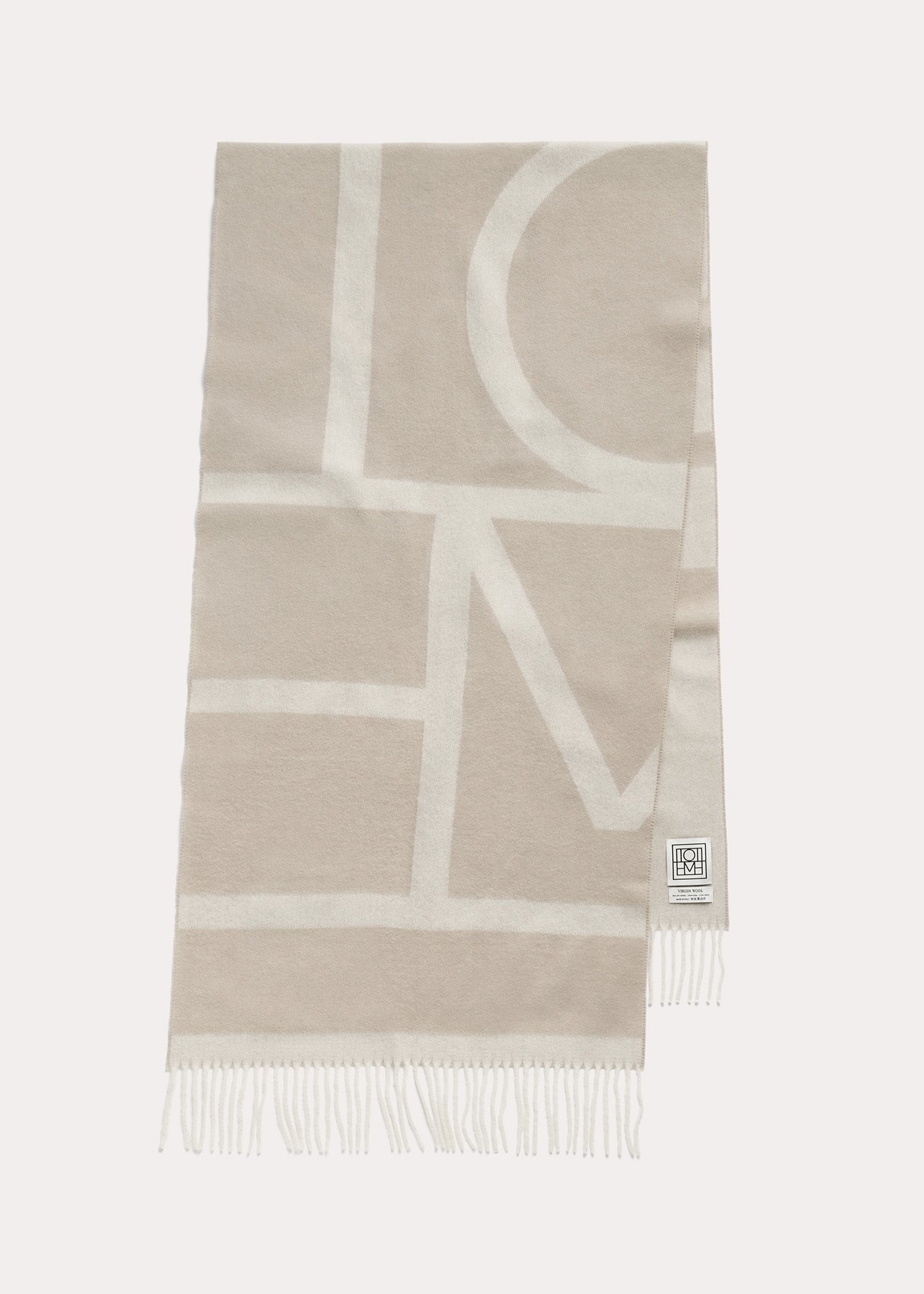 Monogram jacquard wool scarf bone - 6
