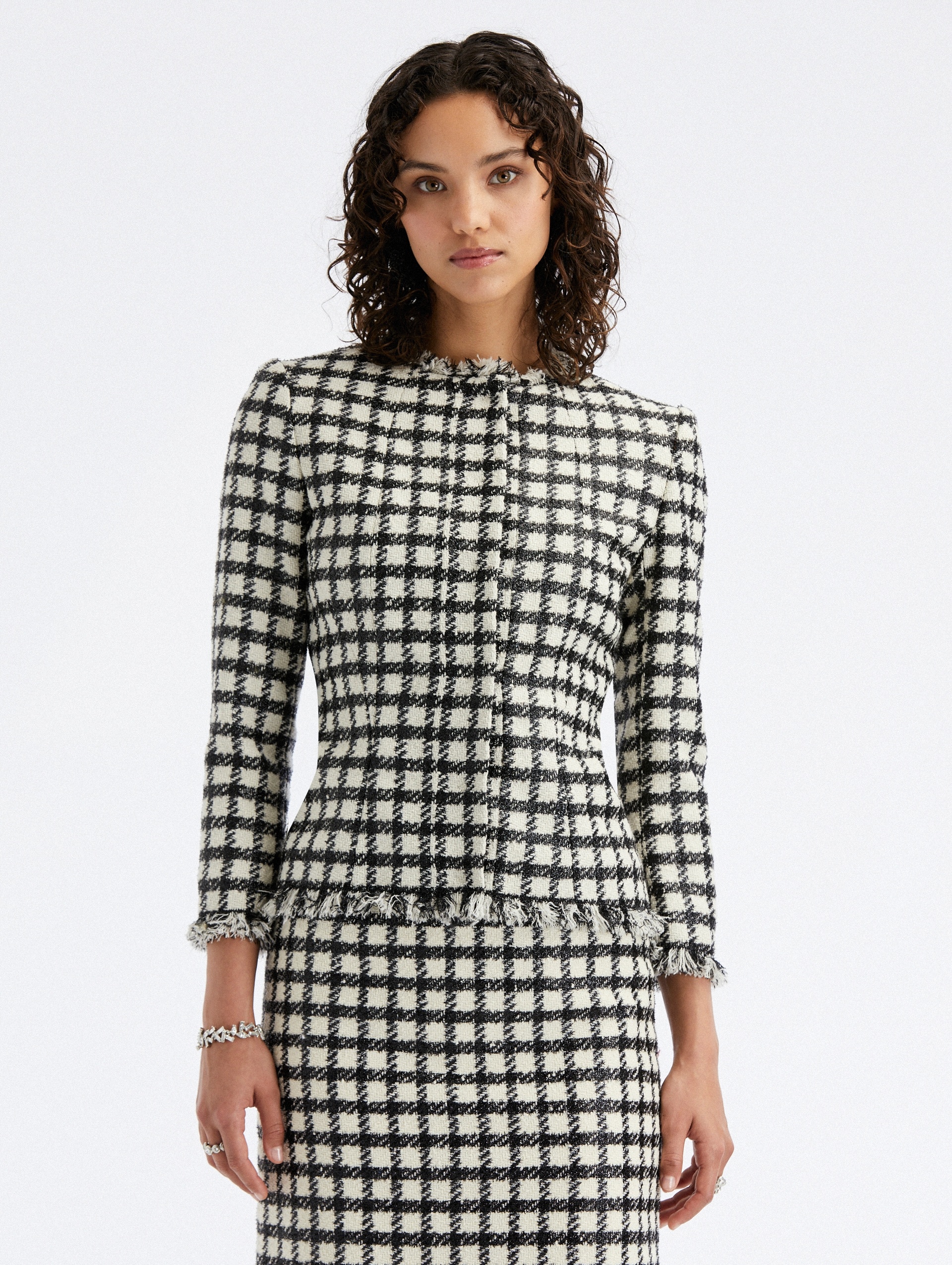 LUREX CHECK TWEED JACKET - 1