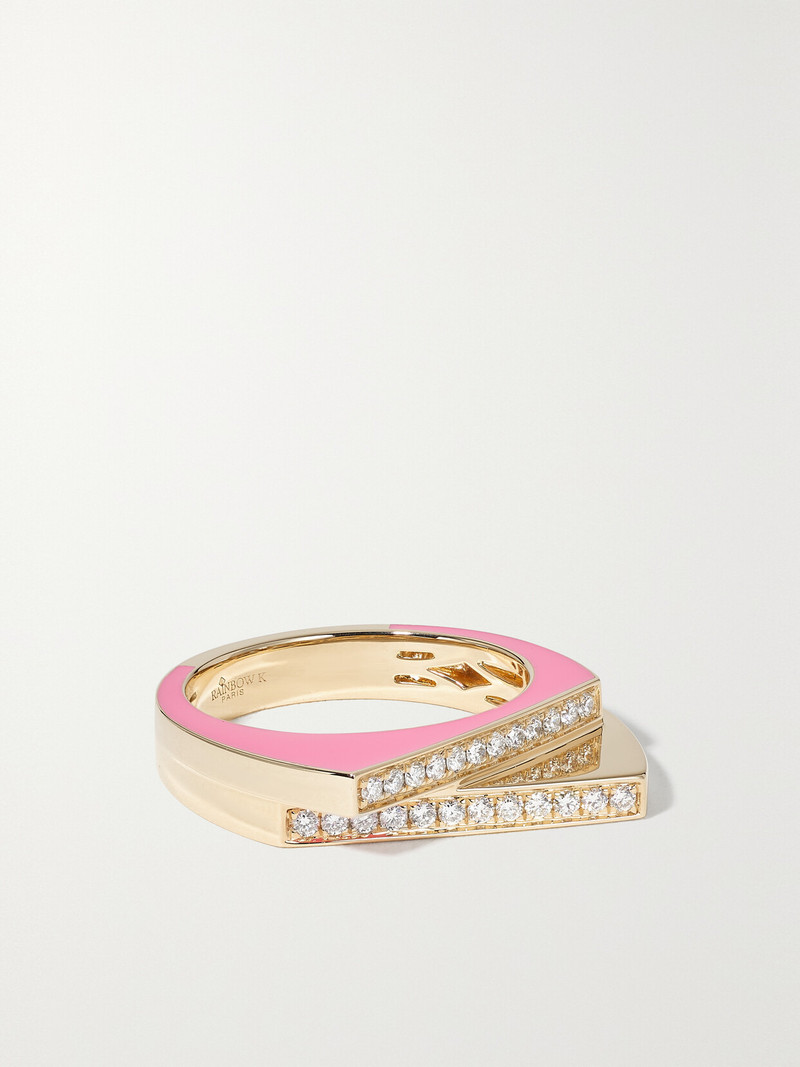 Handcuff 14-karat Gold, Diamond And Enamel Ring 1