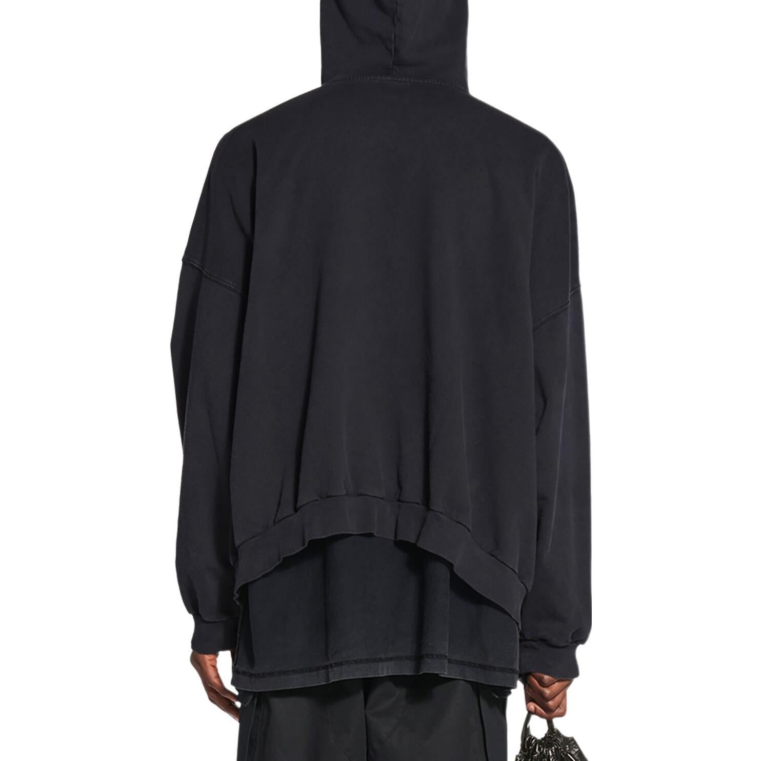 Balenciaga XXXL Oversized Popover Hoodie 'Black White' 713677TNVD91070 - 4