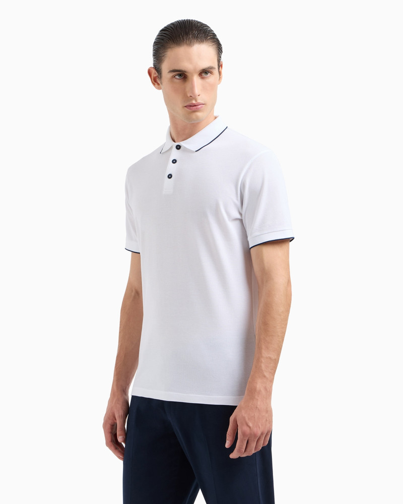 GIORGIO ARMANI Piqué polo shirt in lisle cotton yarn outlook