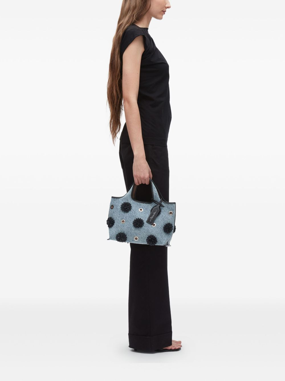 flower-embellished eyelet tote bag - 2