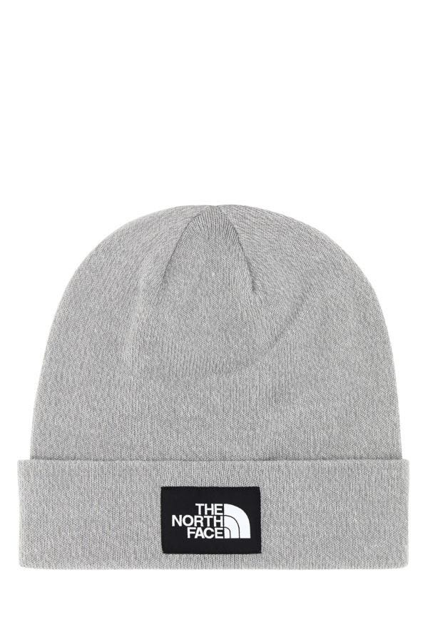 Melange light grey stretch polyester blend beanie hat - 1