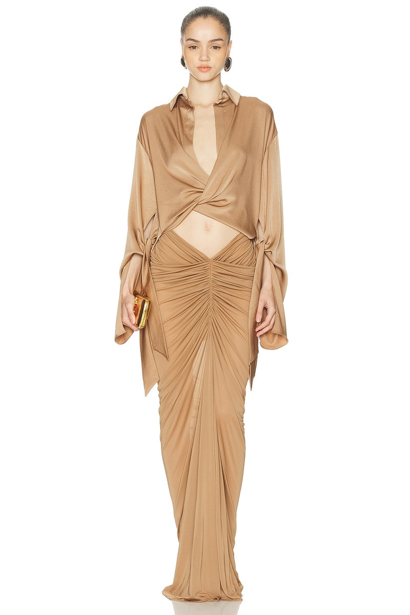 ATLEIN Draped Cropped Shirt outlook