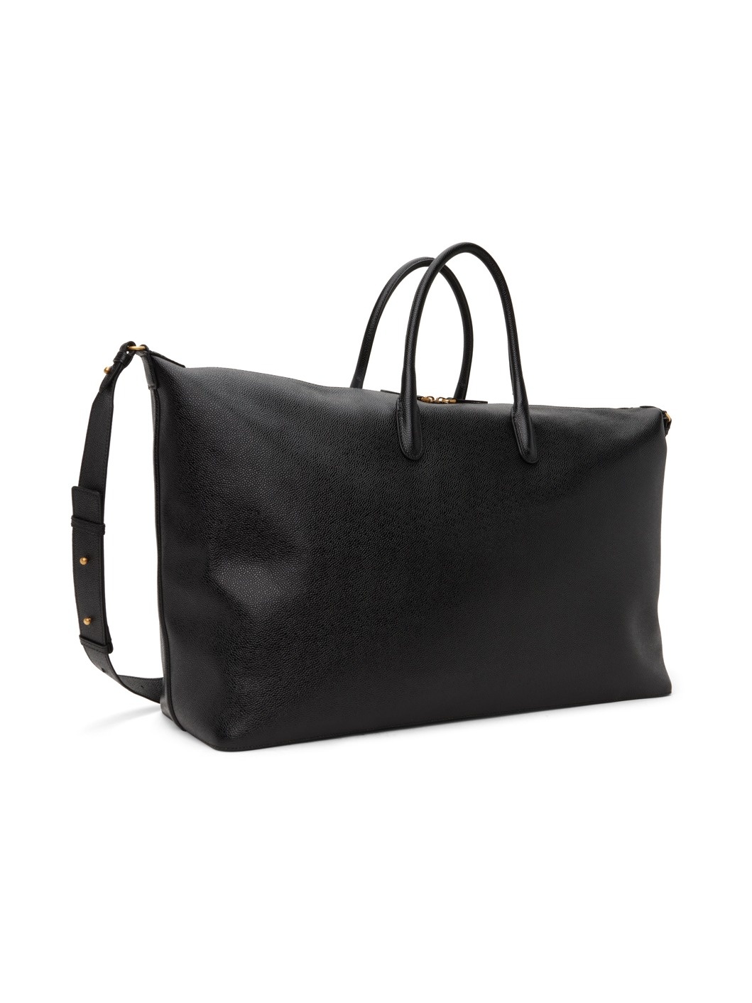 Black Pebble Grain Leather Soft Duffle Bag - 3