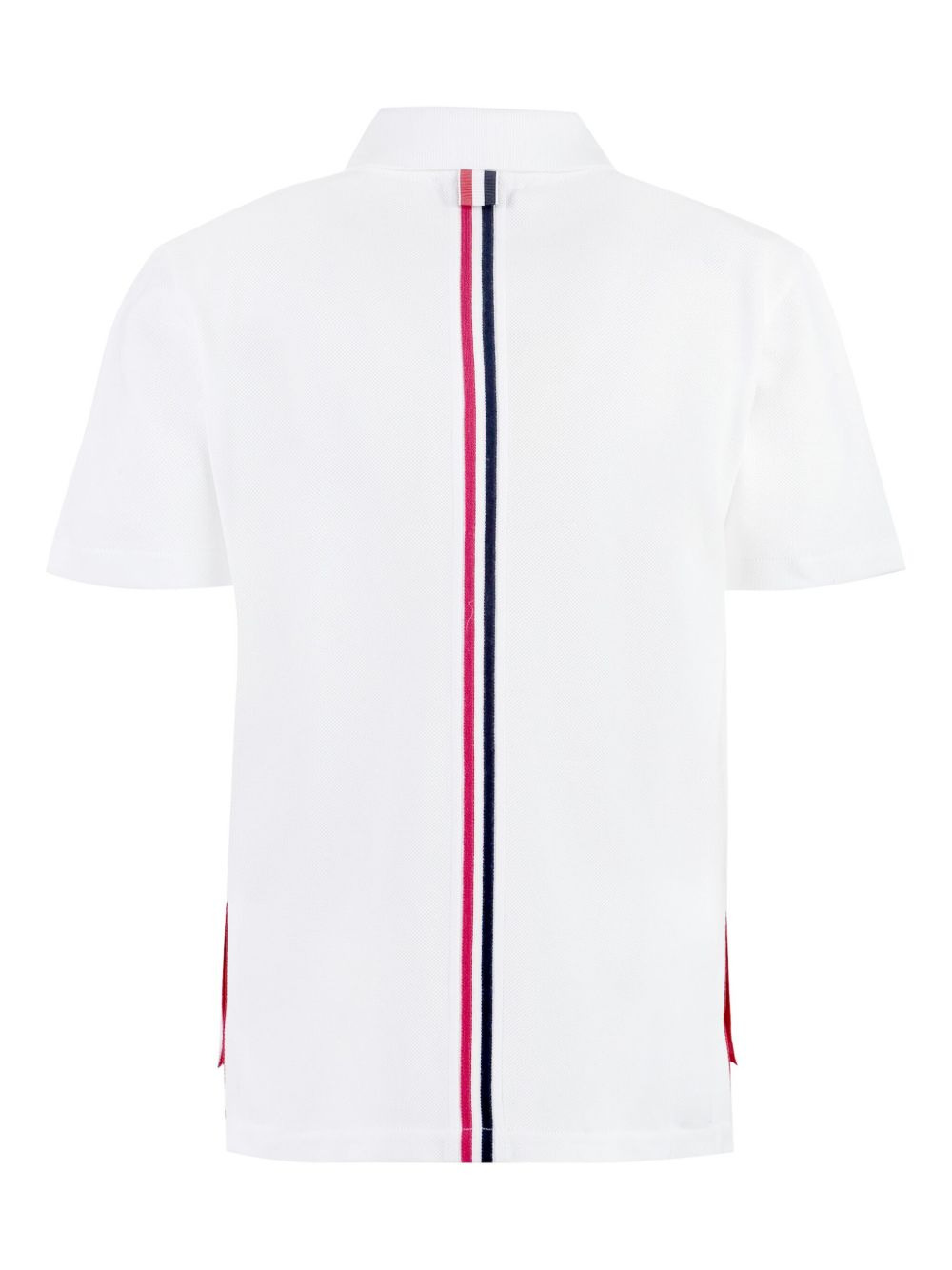 Relaxed Fit Short Sleeve Polo With Center Back Red, White And Blue Stripe In Classic Pique - 5