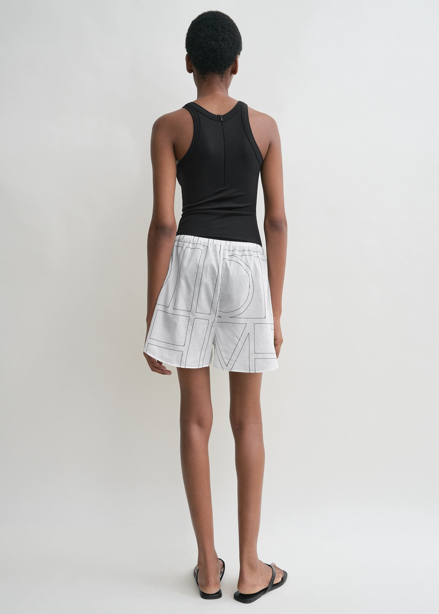 Monogram cotton pj shorts white/black - 4