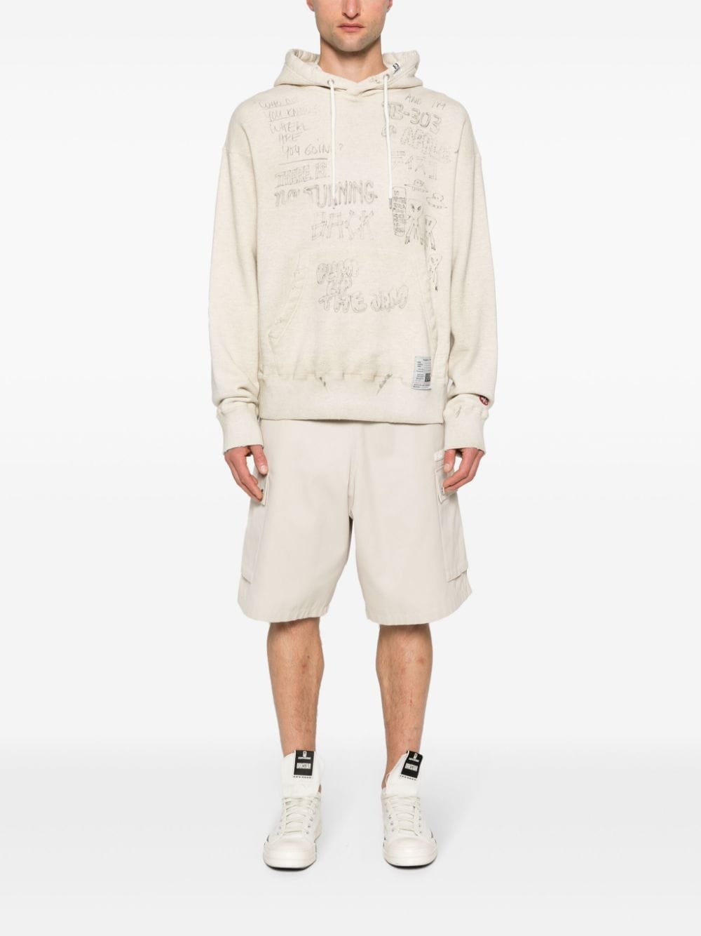 distressed cotton hoodie - 2
