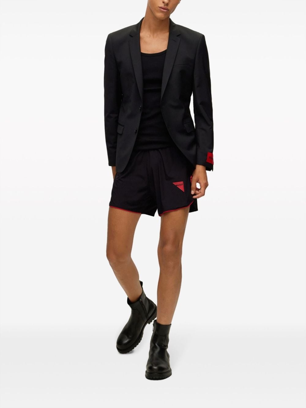logo-patch notched-lapels blazer - 2