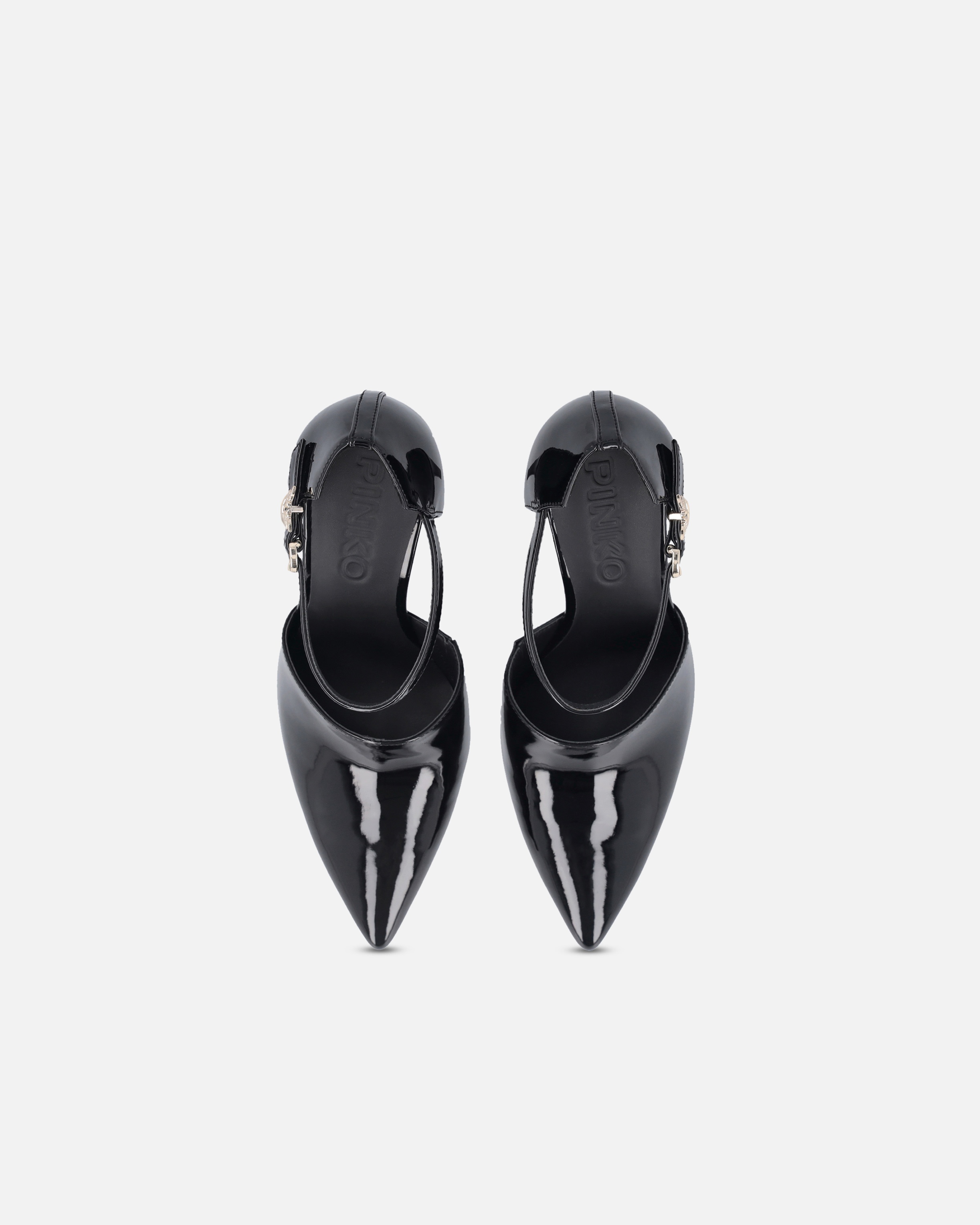 SHINY SHOES WITH HEEL AND FRONT STRAP - 8