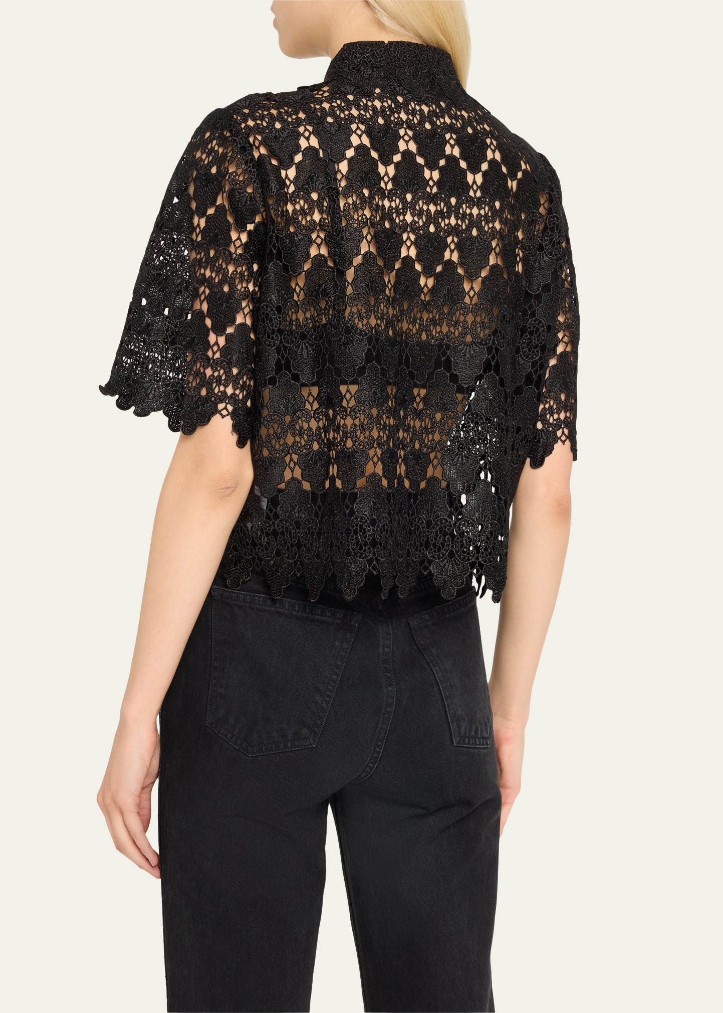 Lace Button-Front Shirt - 3