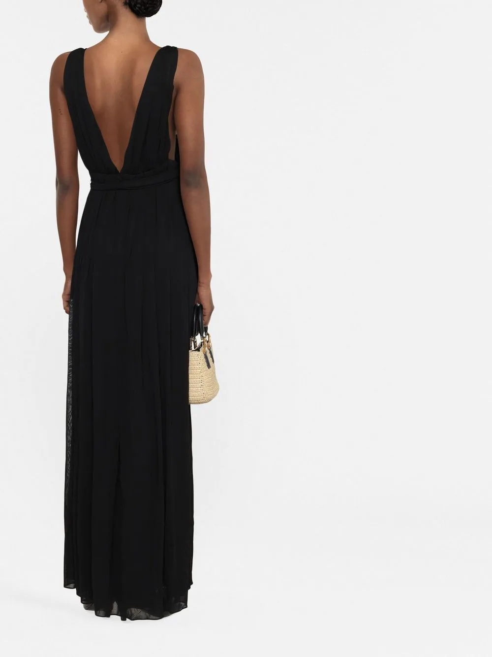 chaink-link detail V-neck gown - 4