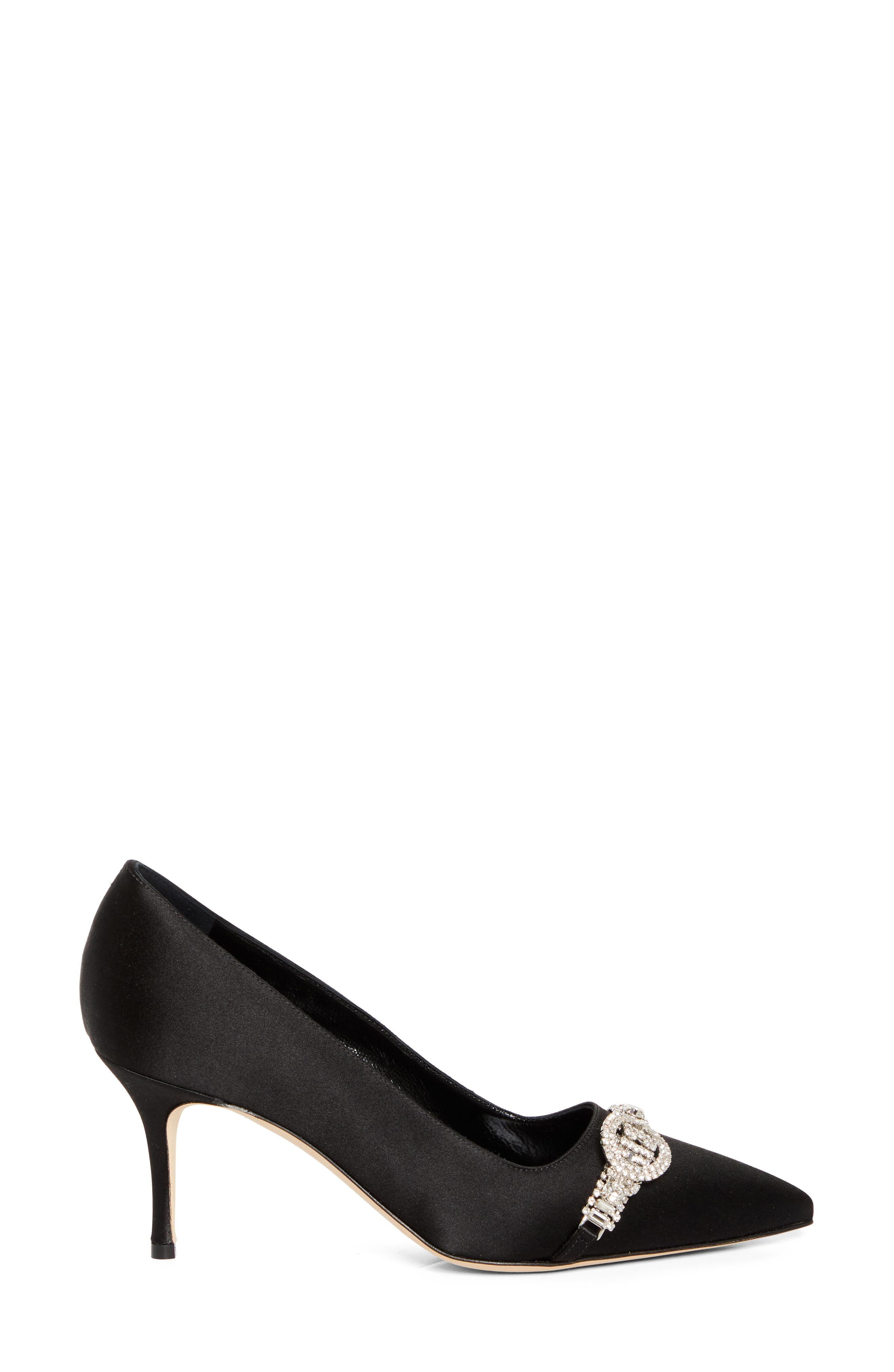 Manolo Blahnik Asapump Crystal Strap Pointed Toe Pump in Black at Nordstrom - 3
