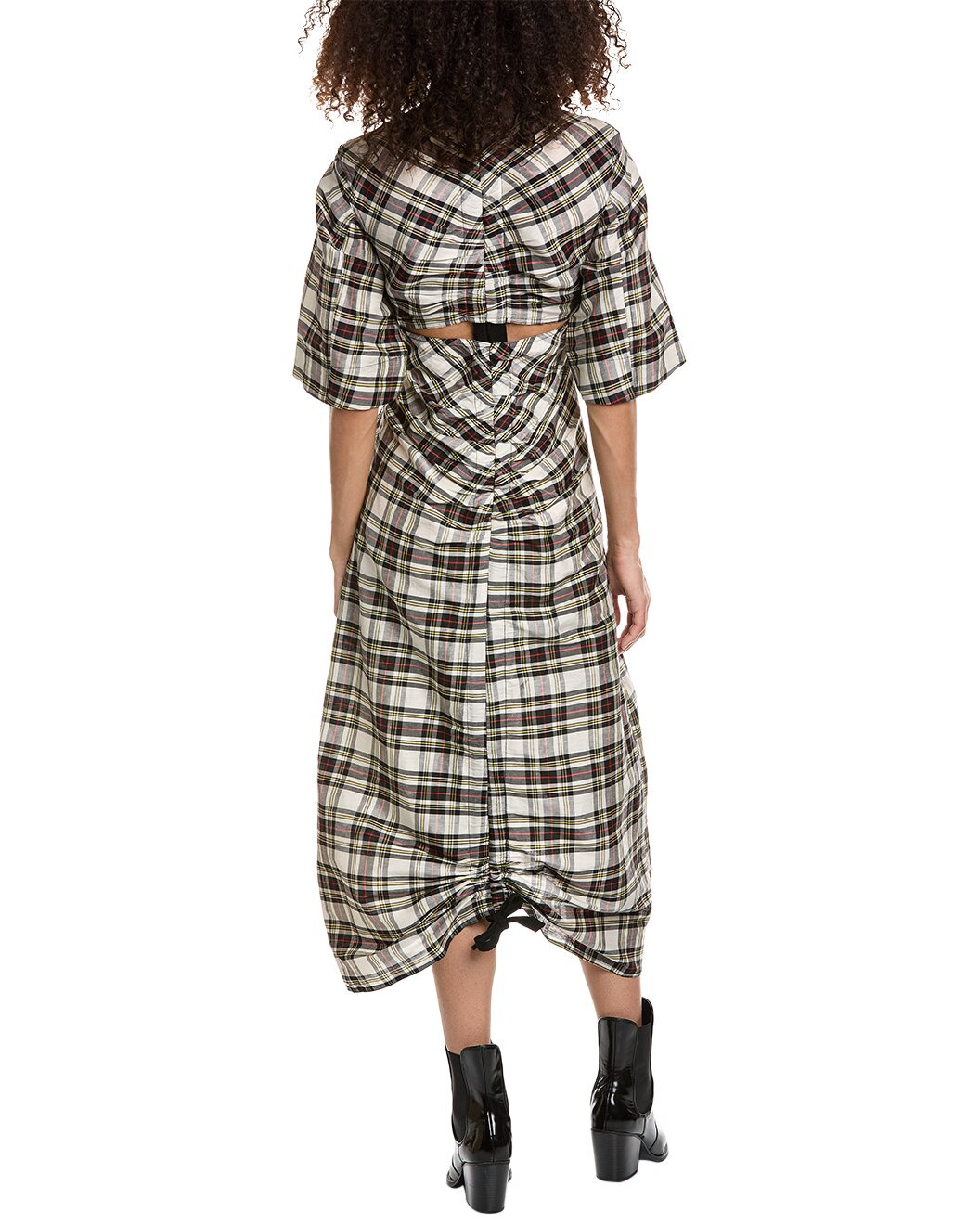 GANNI Cutout Linen & Silk-Blend Maxi Dress - 2