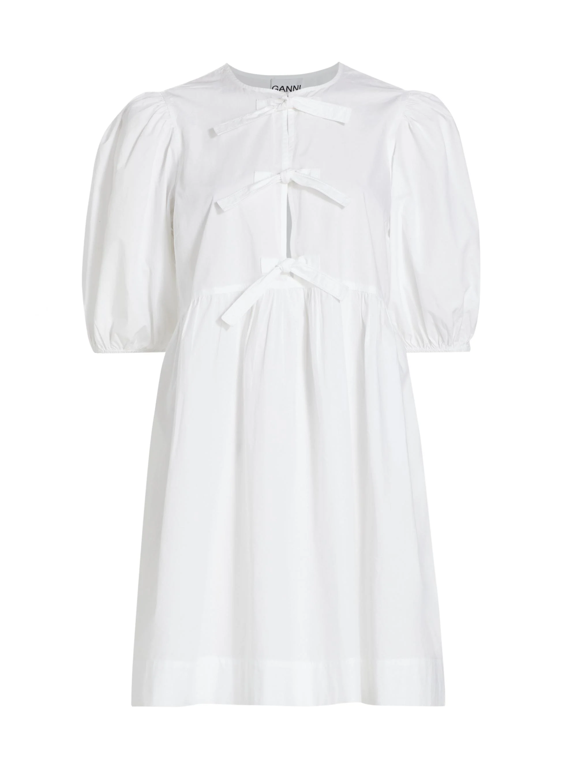 Women's Poplin Bow Short-Sleeve Minidress - Bright White - 1