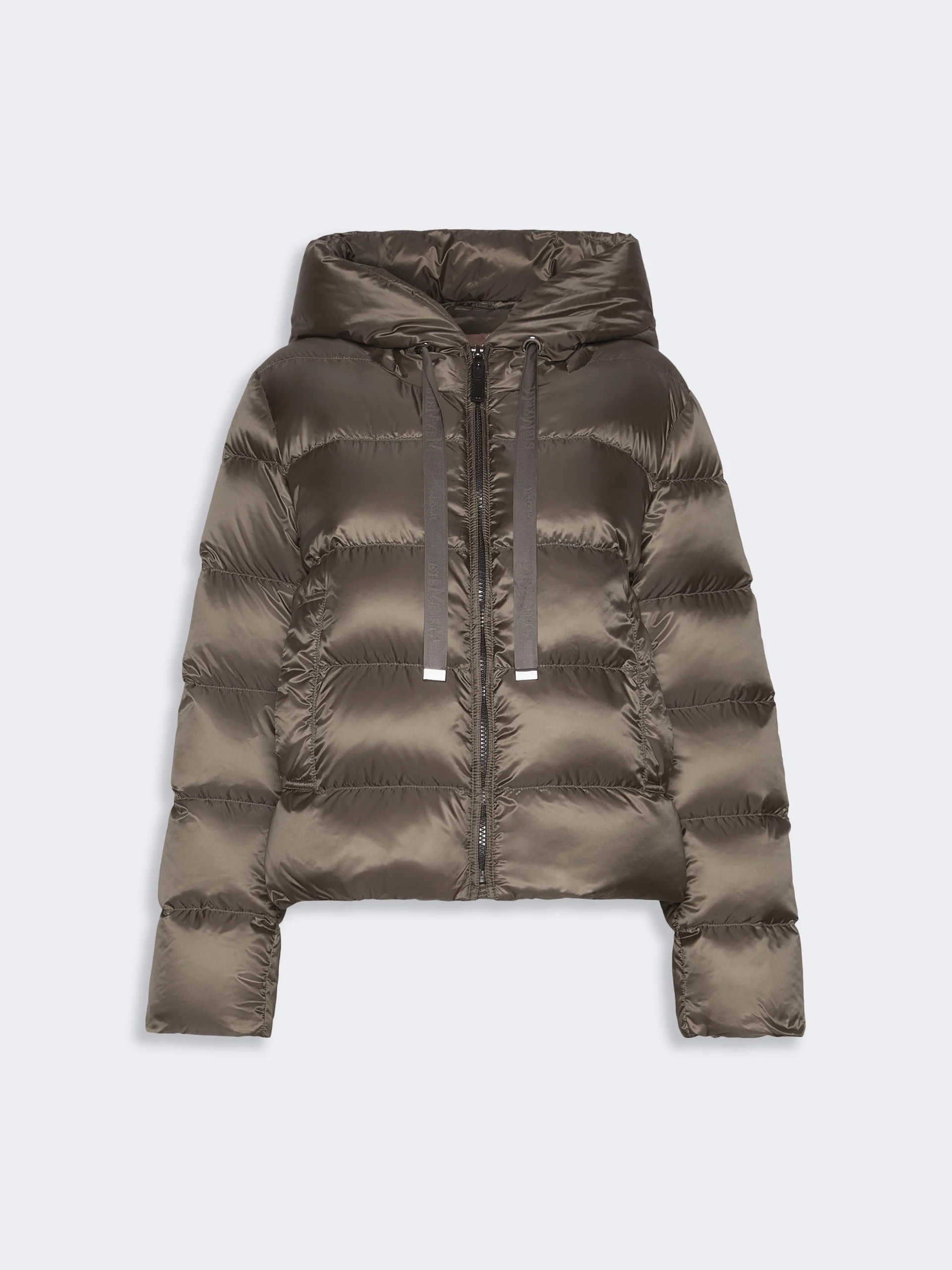 OCEANO Short water-repellent plain-weave fabric puffer jacket - DARK GREEN - 1