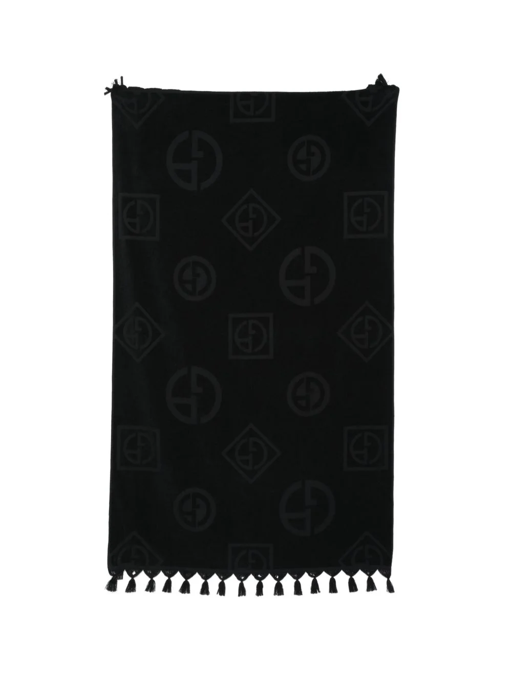 logo patterned tassel beach towel - 1