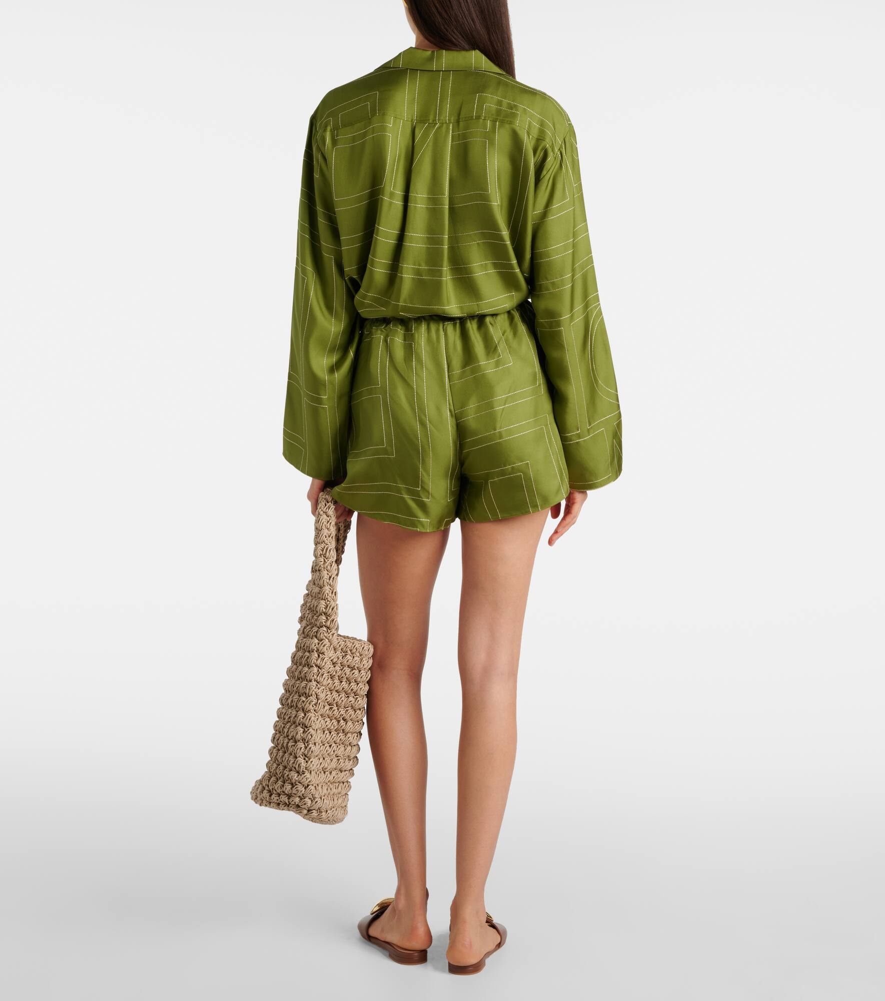 Monogram silk satin pajama shorts - 3