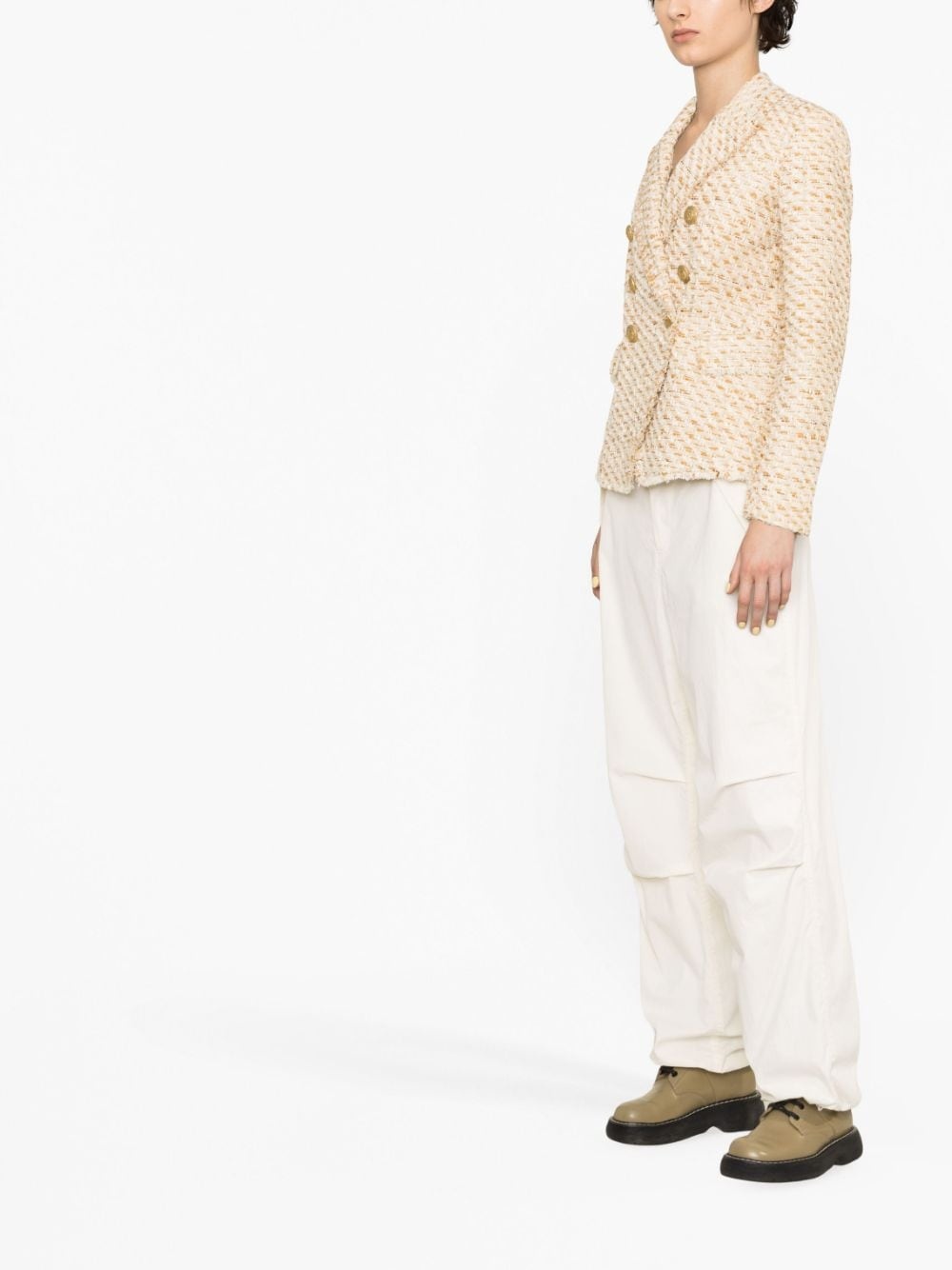 double-breasted tweed blazer - 3