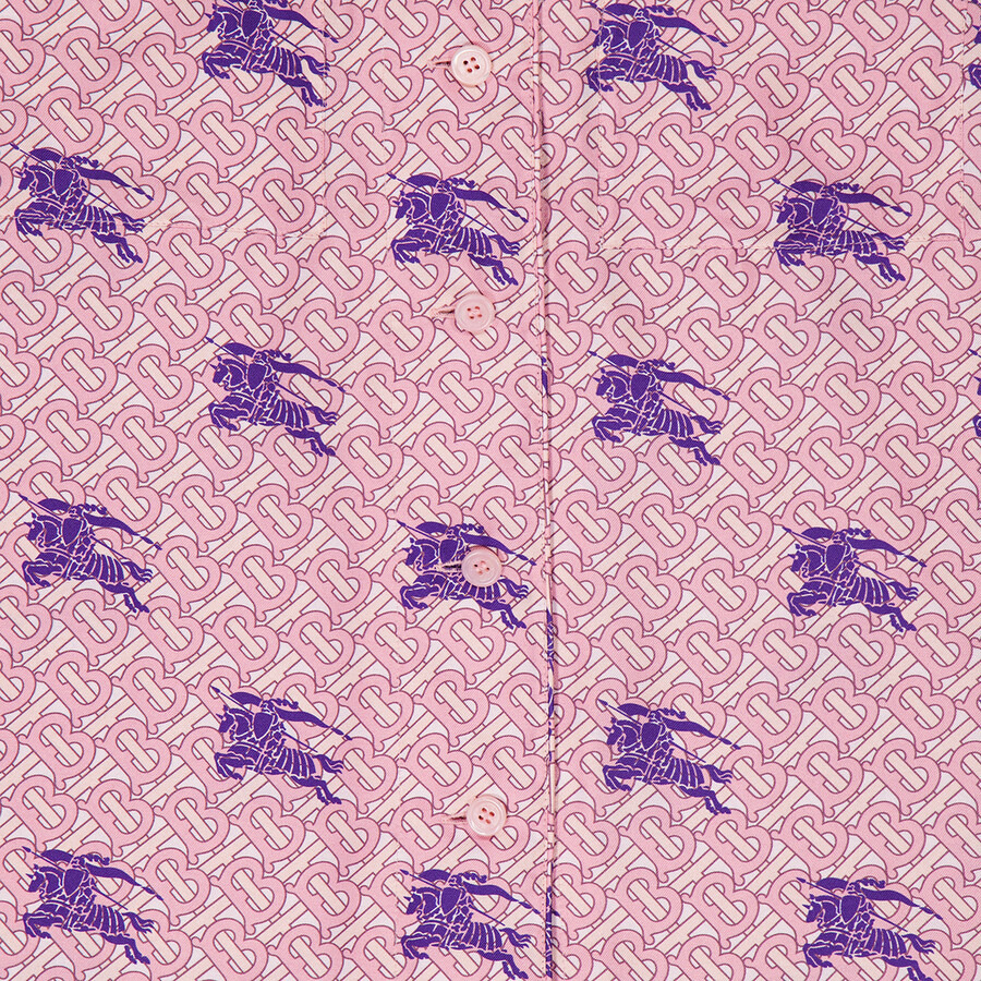Burberry Tabi Equestrian Knight TB Monogram Print Silk Pyjama Shirt - 2