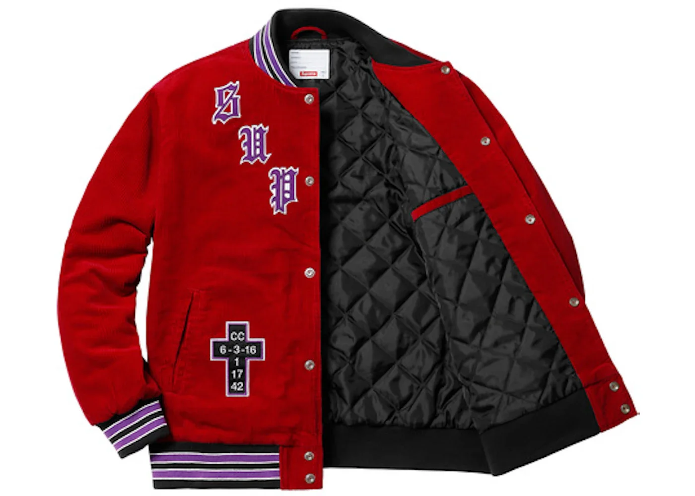 Supreme Supreme Old English Corduroy Varsity Jacket Red | REVERSIBLE