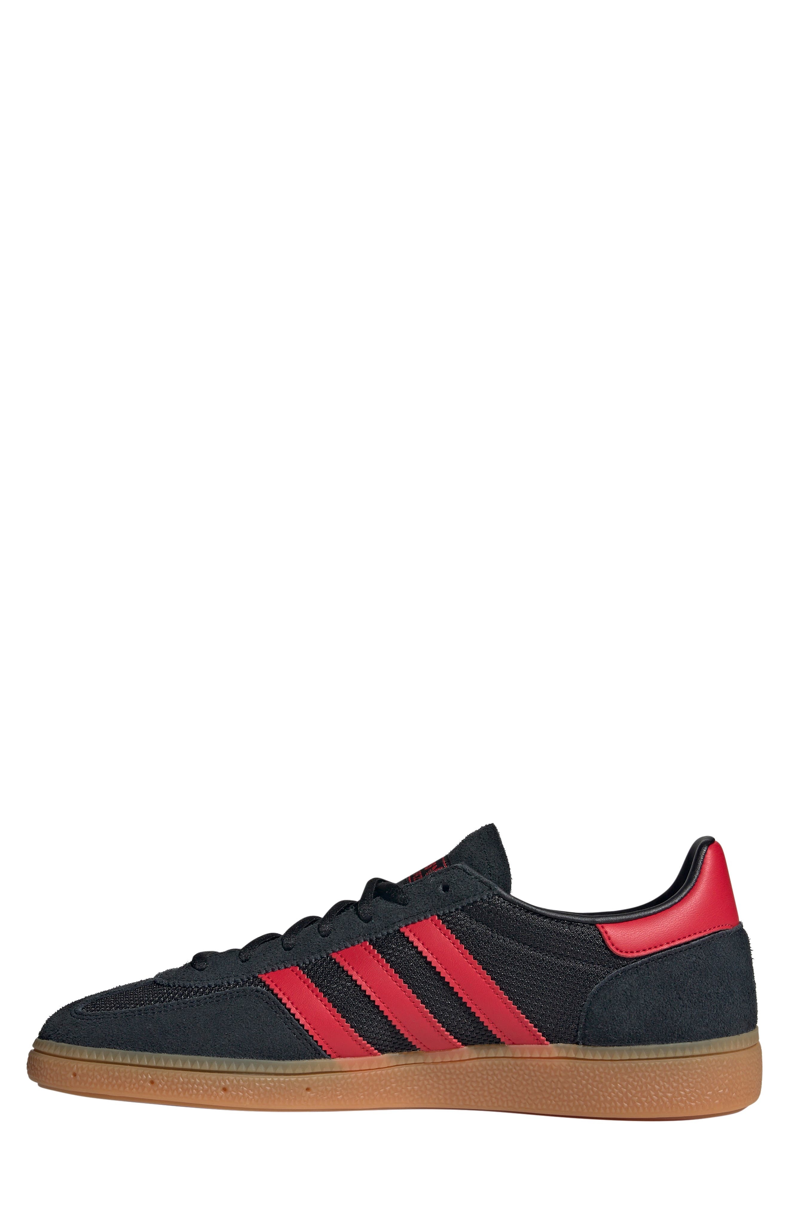 adidas Gender Inclusive Handball Spezial Sneaker in Black/Better Scarlet/Gum at Nordstrom - 6