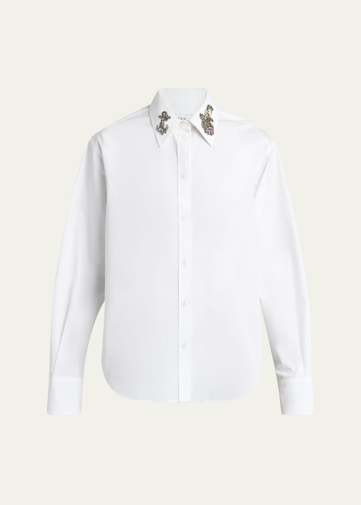Strass Anchor Embroidered Collar Poplin Shirt - 1