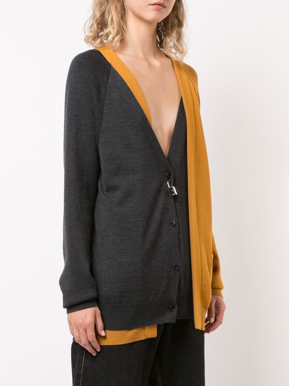 double placket cardigan - 3