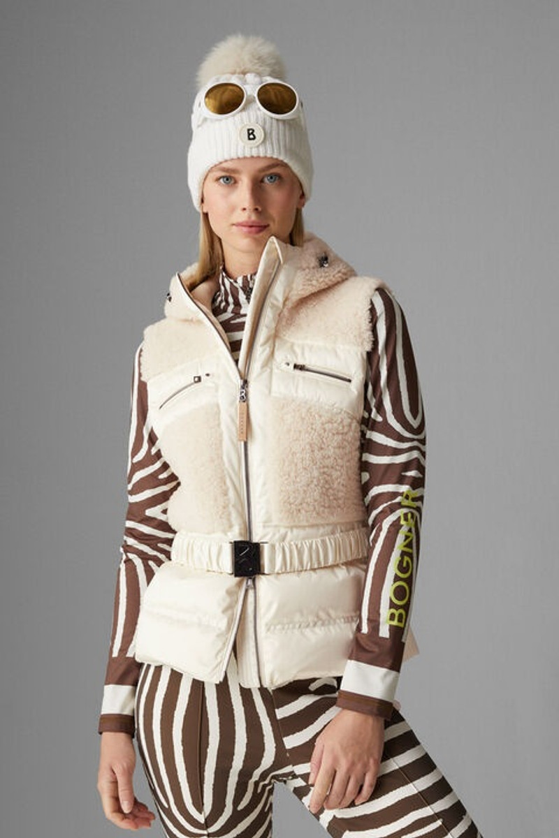 BOGNER Minka lambskin and down vest in Off-white outlook