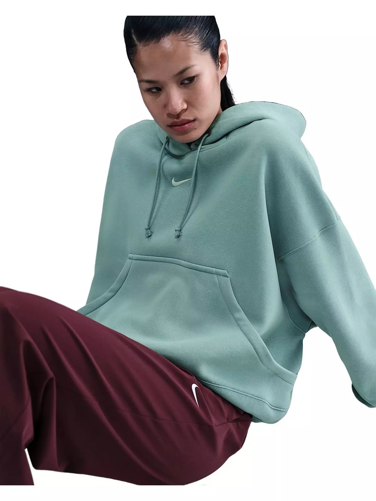 Women's Sportswear Phoenix Fleece Over-Oversized Pullover Hoodie -Green - 3