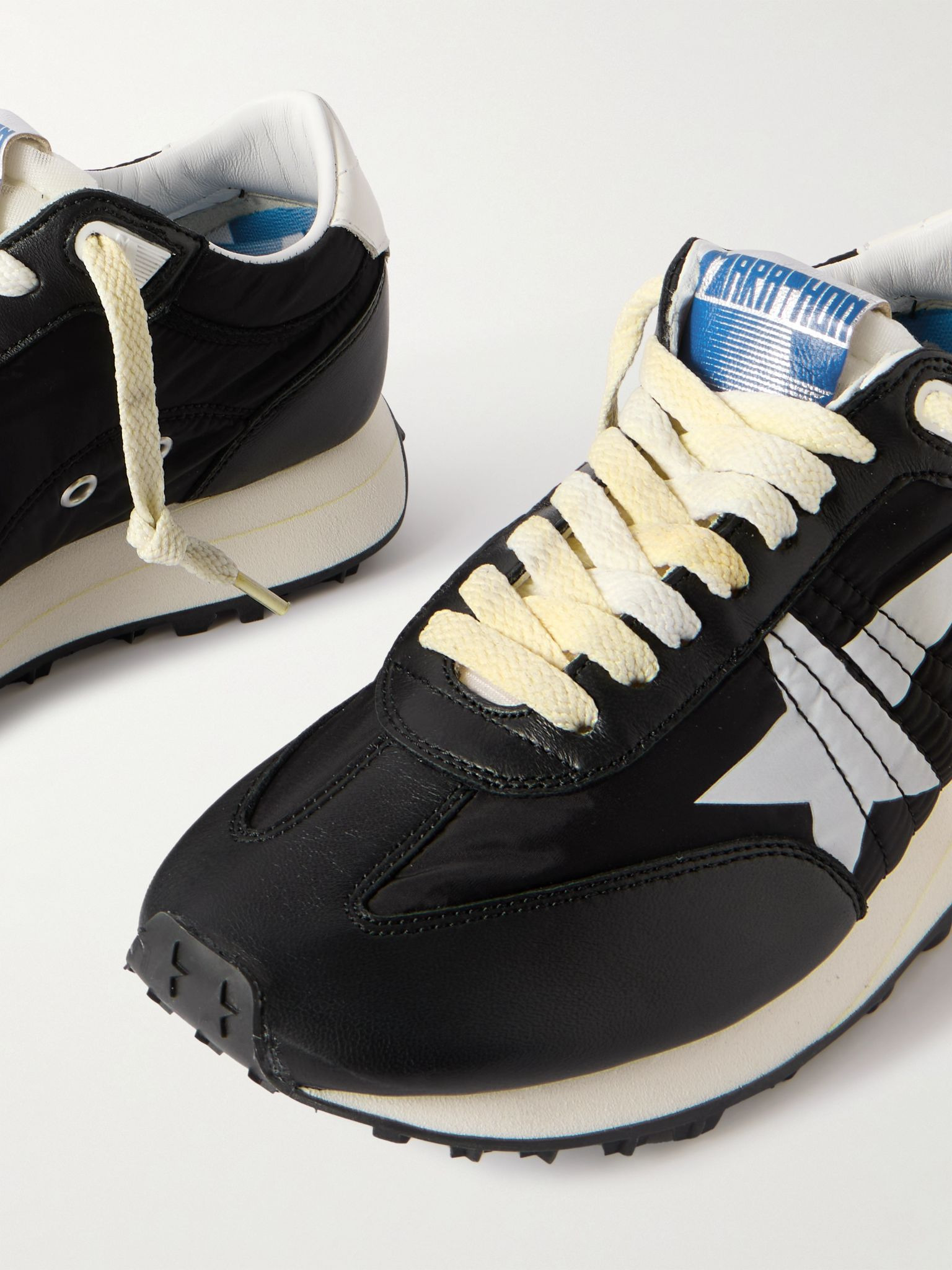 Running Marathon leather-trimmed shell sneakers Black - 4