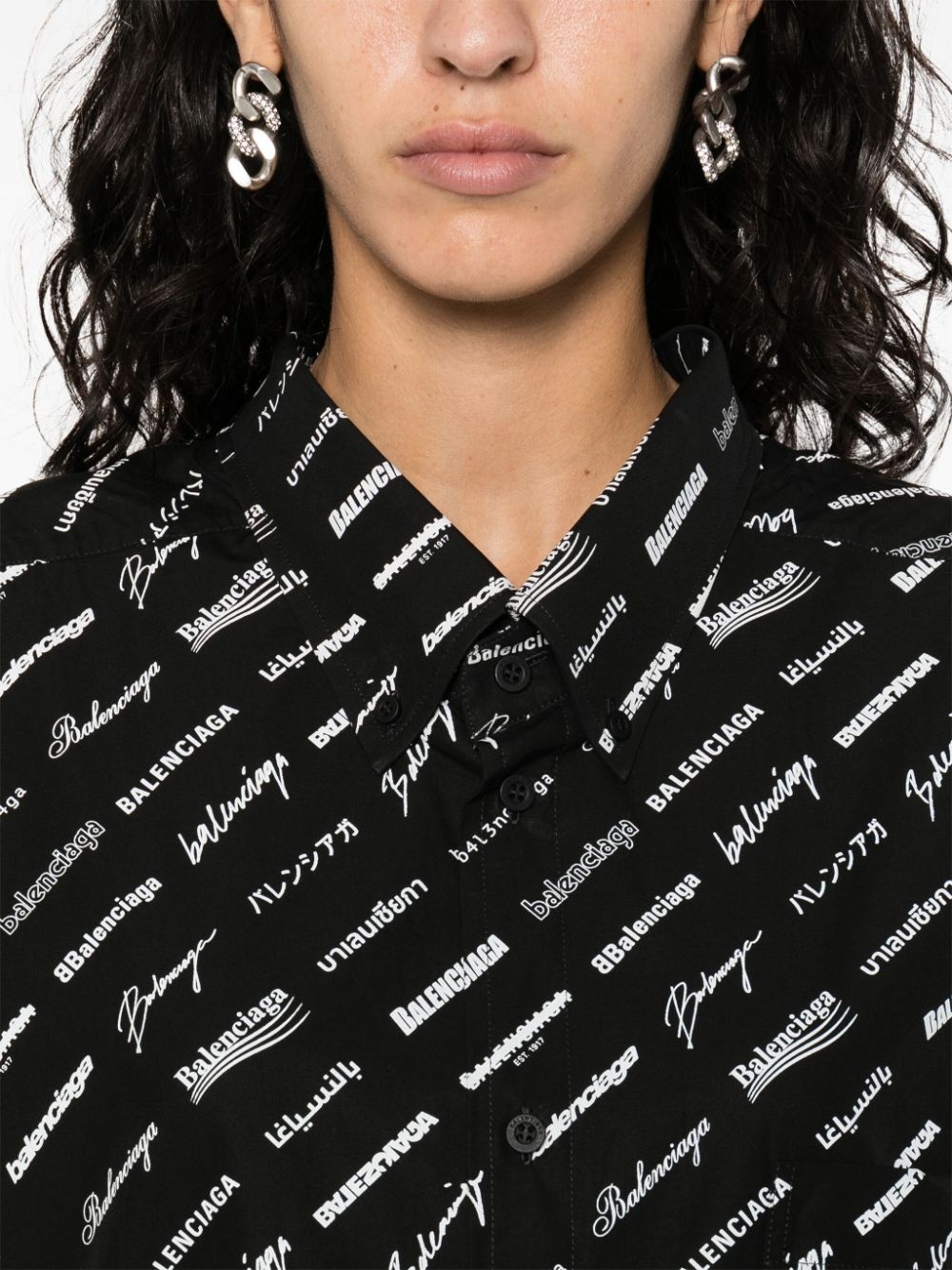 logo-print shirt dress - 5