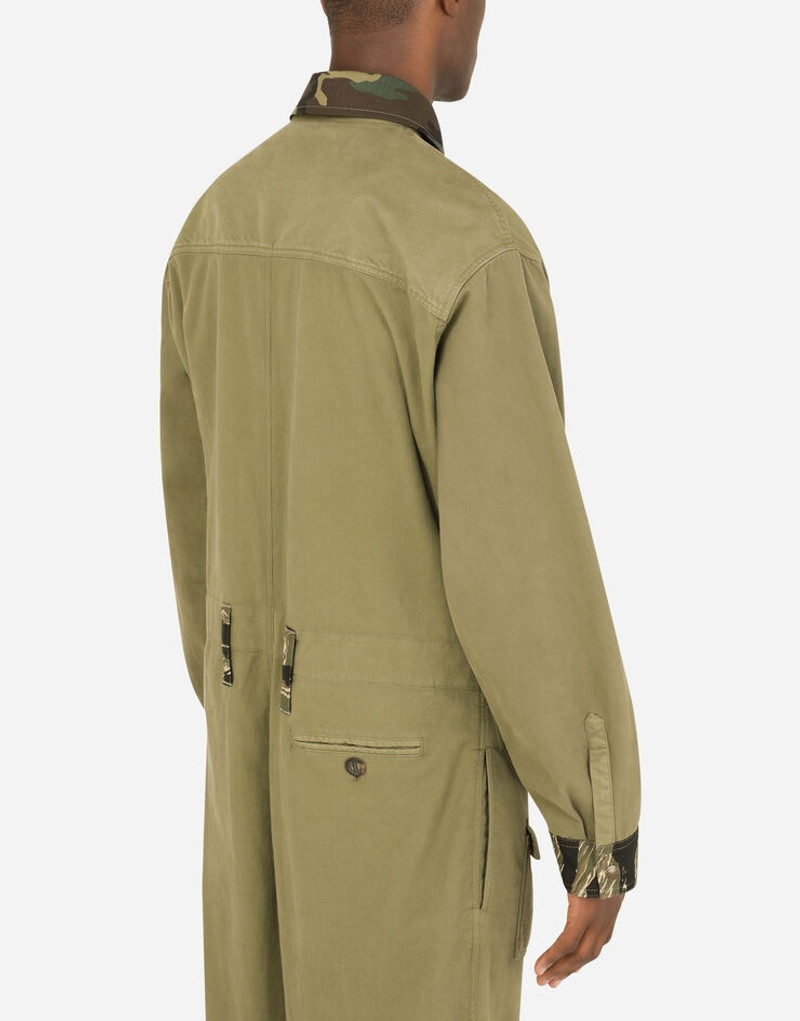 Stretch cotton overalls with camouflage details 5