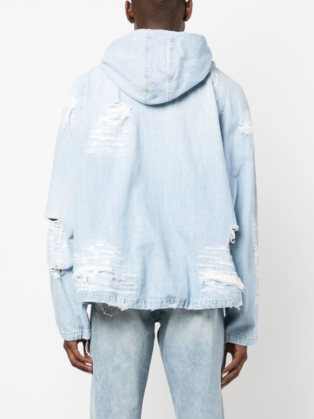 distressed cotton hooded jacket - 4