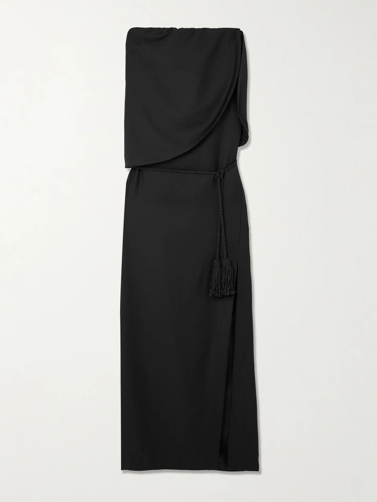 Elspeth Belted Draped Wool-twill Maxi Dress - 1