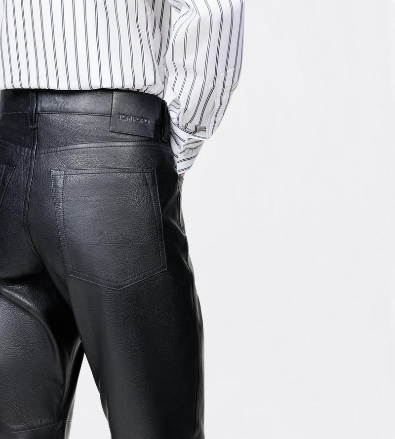 NATURAL GRAIN CALF LEATHER 5 POCKET PANTS 5