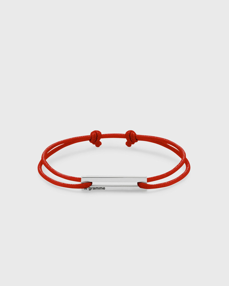 1.7g-polished sterling silver-red cord-bracelet 1