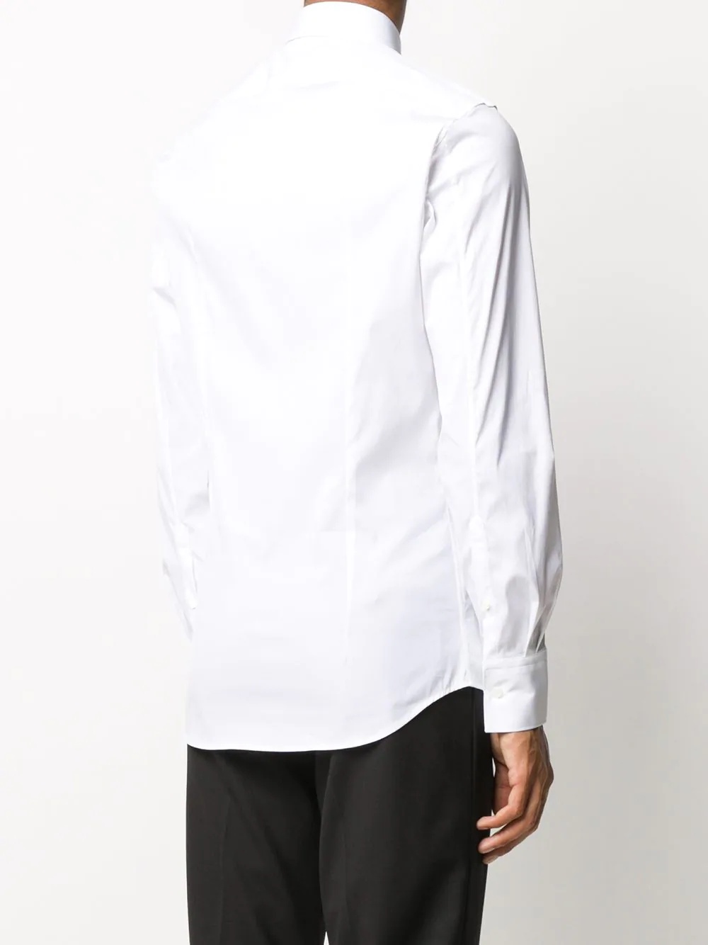 contrast pointed collar tuxedo shirt - 4