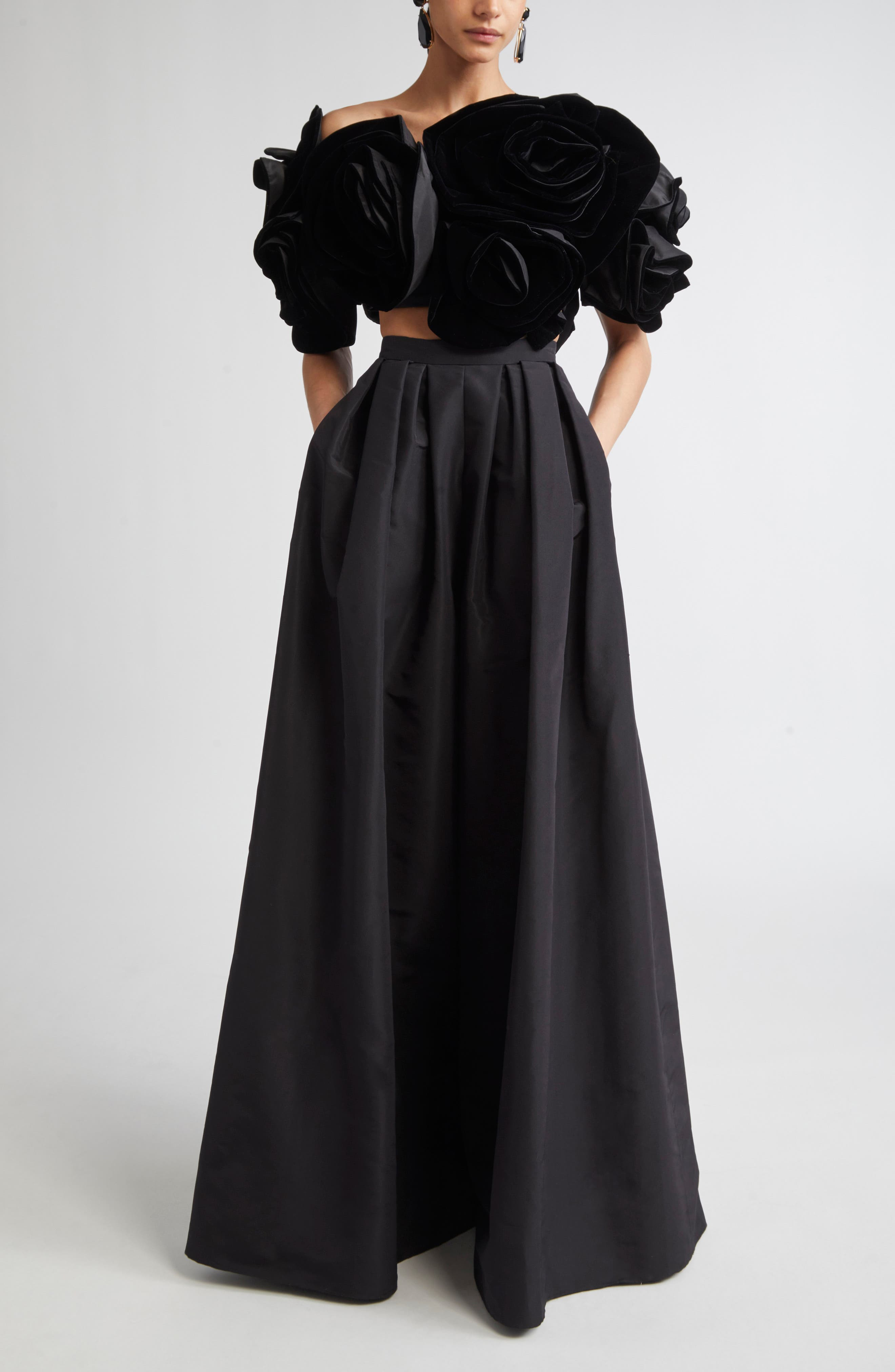 Carolina Herrera Pleated Silk Faille Palazzo Pants in Black at Nordstrom - 2