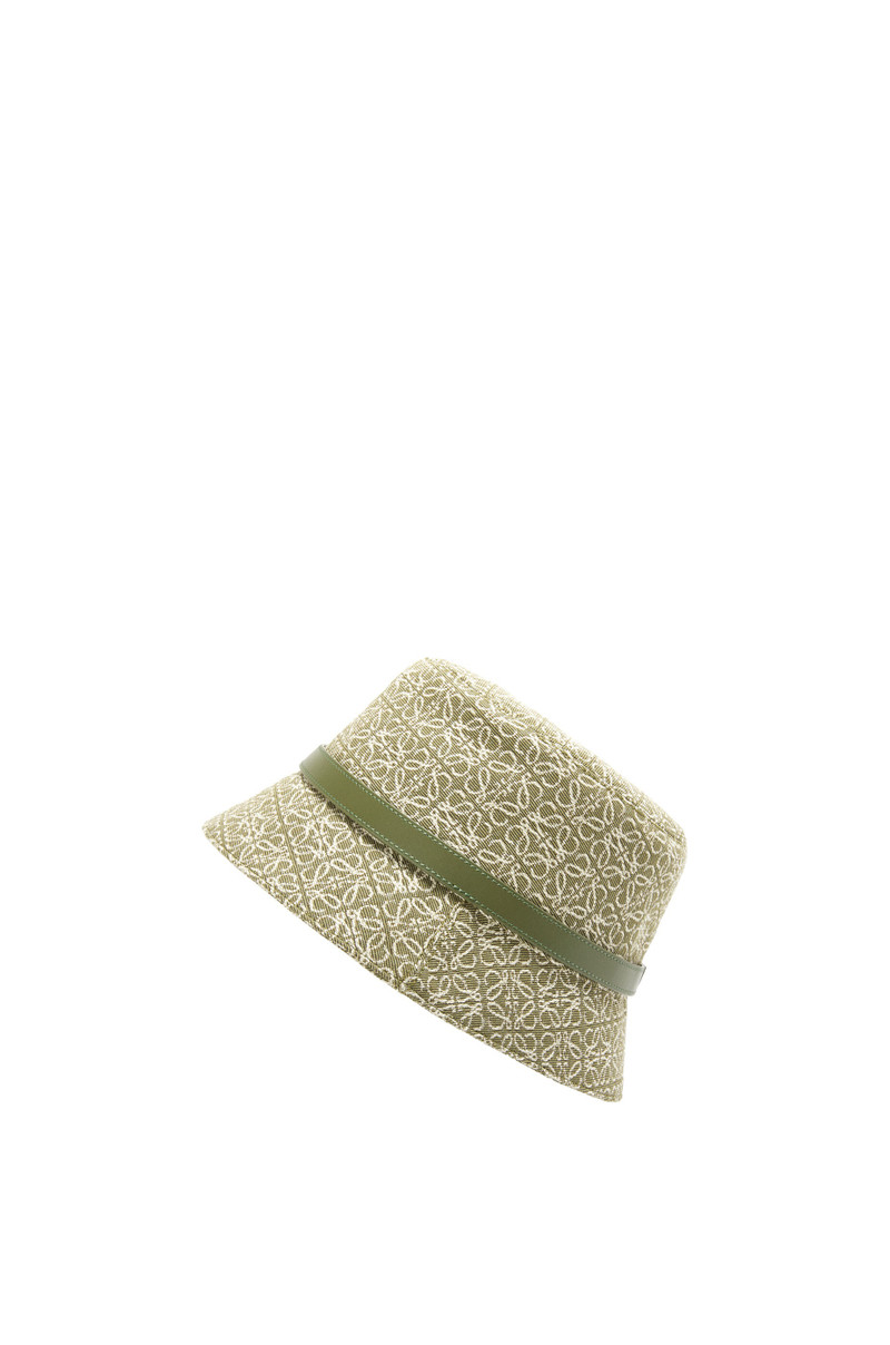 Loewe Anagram bucket hat in jacquard and calfskin outlook