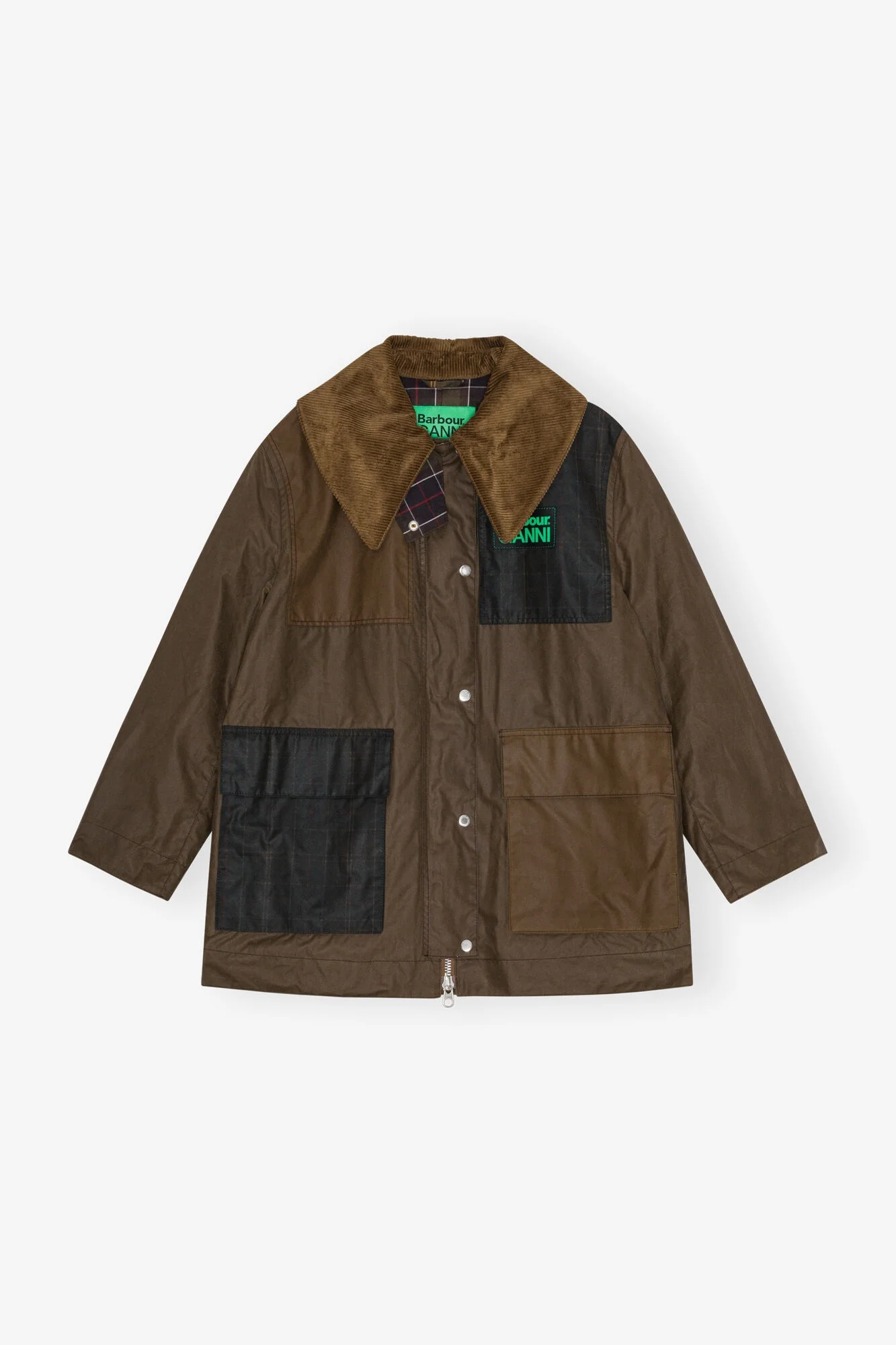 GANNI X BARBOUR WAXED DUFFLE COAT - 1