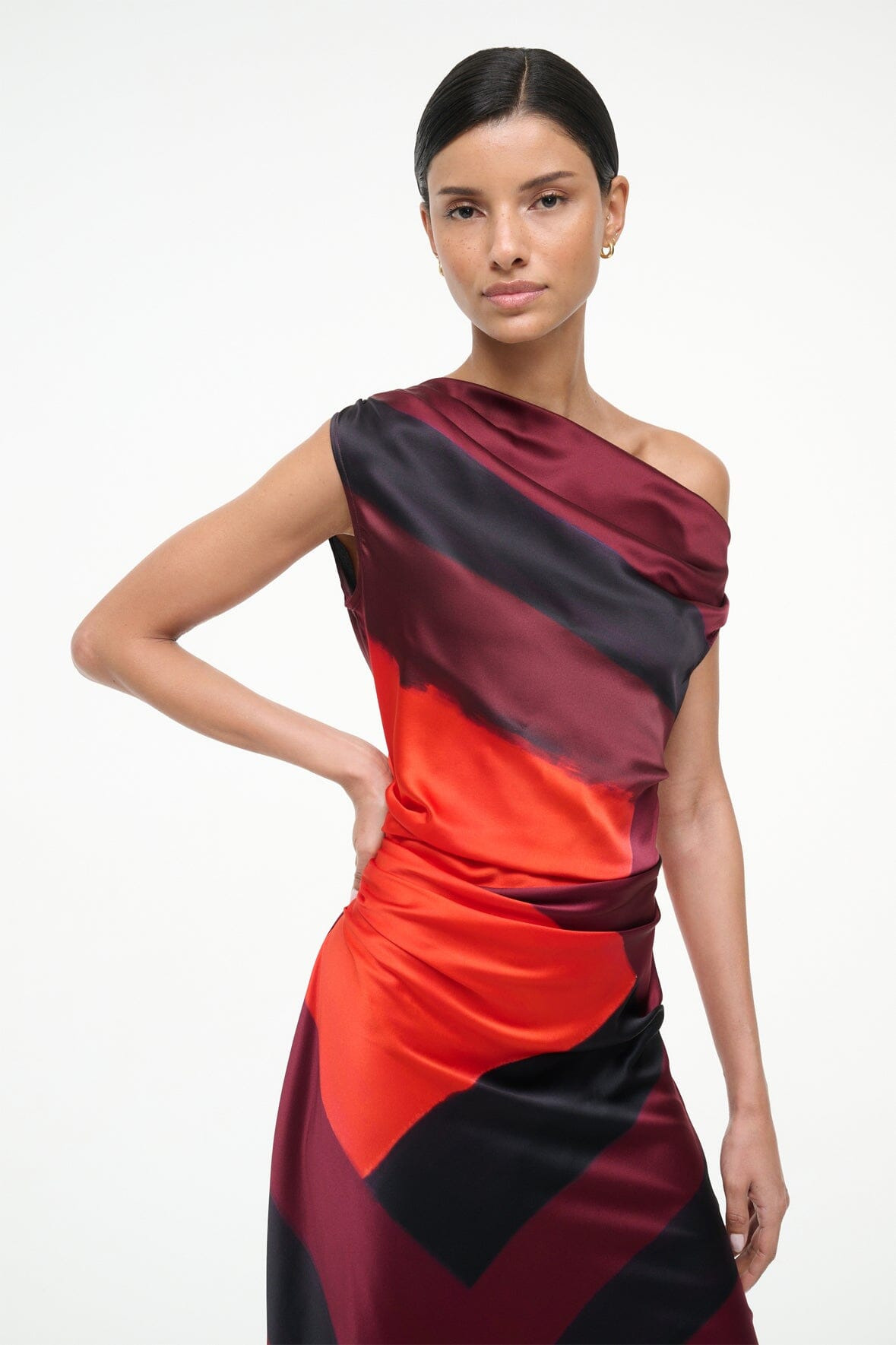 STAUD PHARE SILK DRESS RUBY PRISM - 3