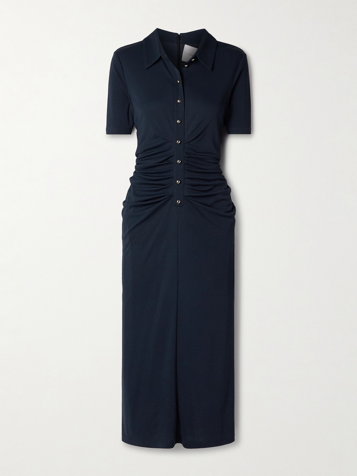 Ruched Stretch-jersey Midi Shirt Dress - 1