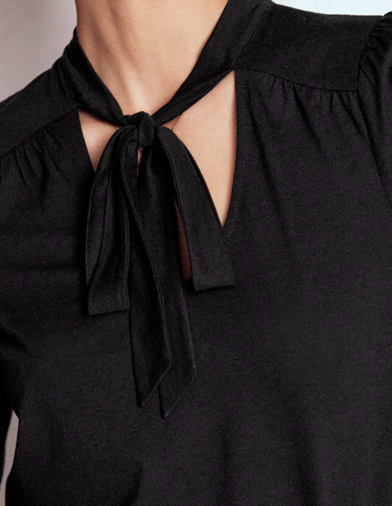 Tie Neck Supersoft Top-Black 3