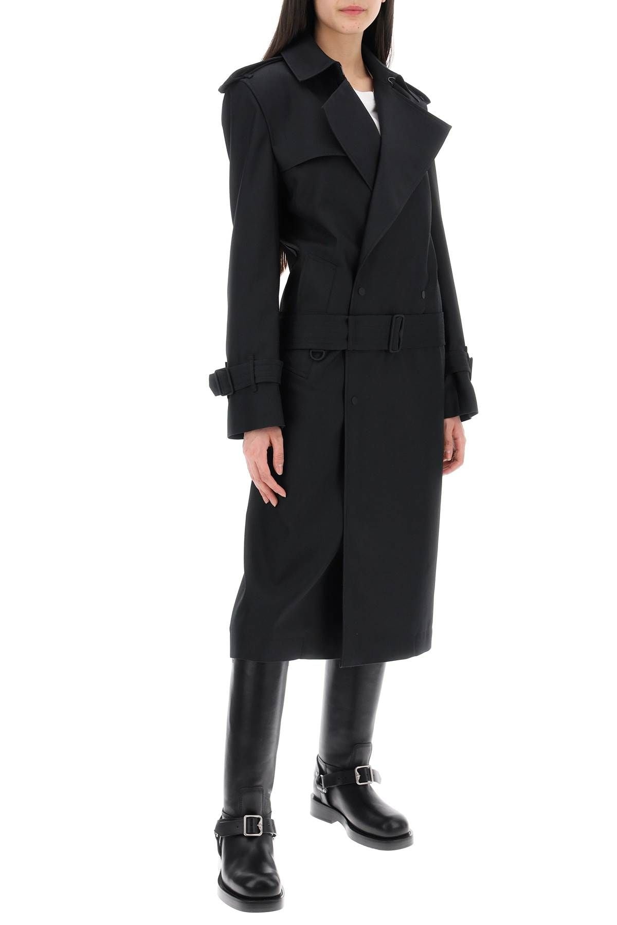DOUBLE-BREASTED SILK TWILL TRENCH COAT - 2