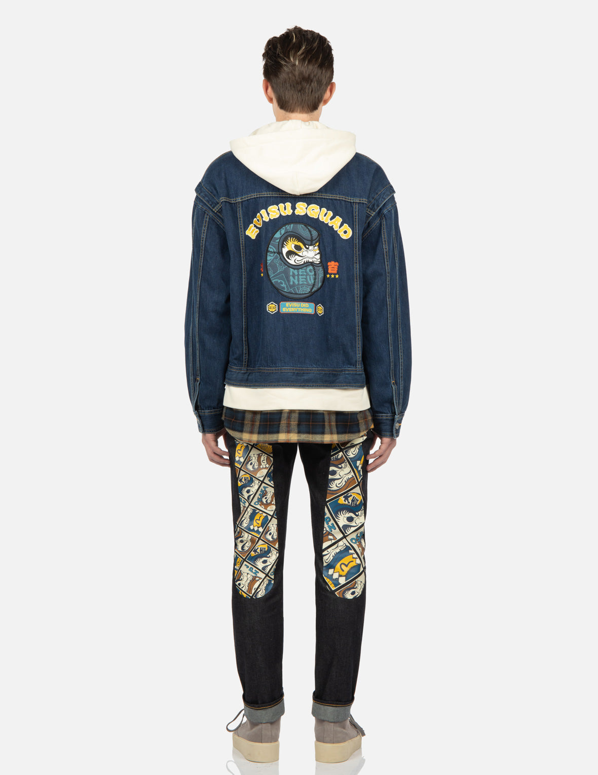 DARUMA LEATHER PATCH DENIM JACKET - 5