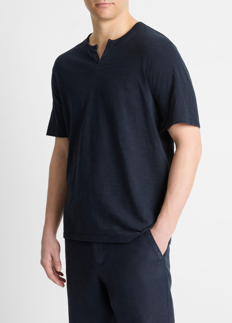 Slub Cotton Split-Neck T-Shirt 2