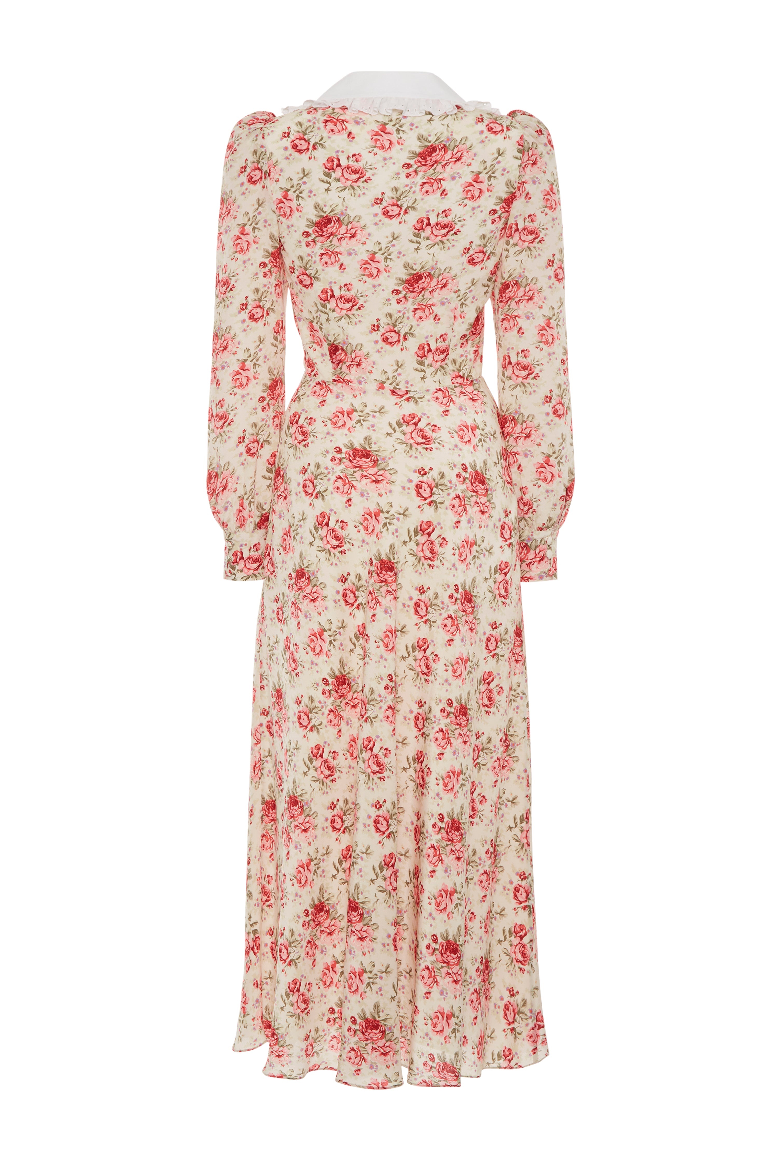 ROSE PRINT SILK DRESS WITH COLLAR - 2